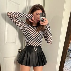 Dolls Kill - Current Mood - Why Bother Checkered Mesh w/ Thumb Holes - RARE FIND